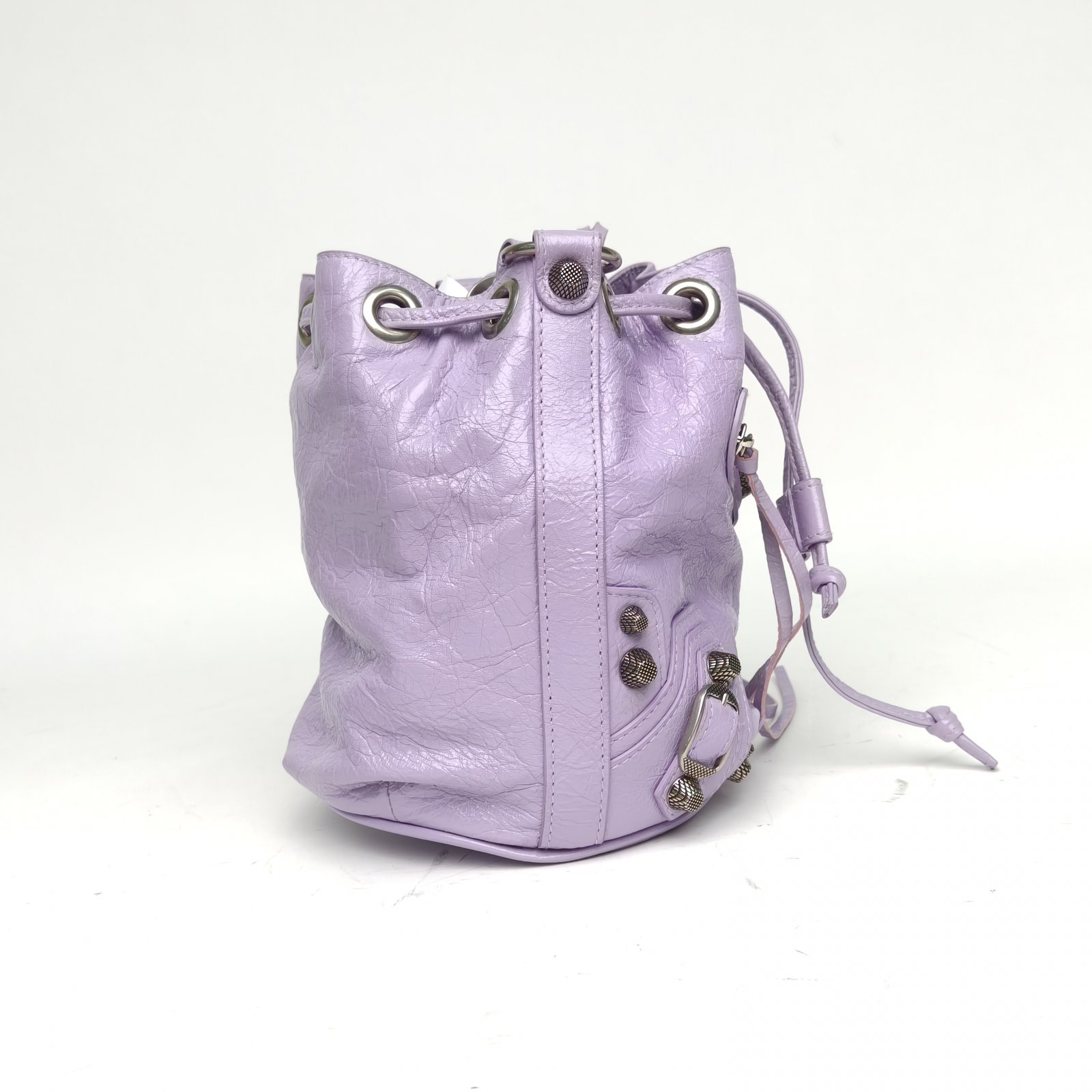 *BALENCIAGA Purple Sweet Potato Color Sliver Hardware CLASSIC FIRST Motorcycle Bag Bucket Bag-Hana Vintage