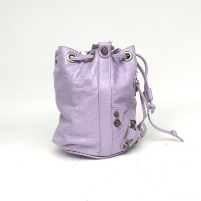 *BALENCIAGA Purple Sweet Potato Color Sliver Hardware CLASSIC FIRST Motorcycle Bag Bucket Bag-Hana Vintage