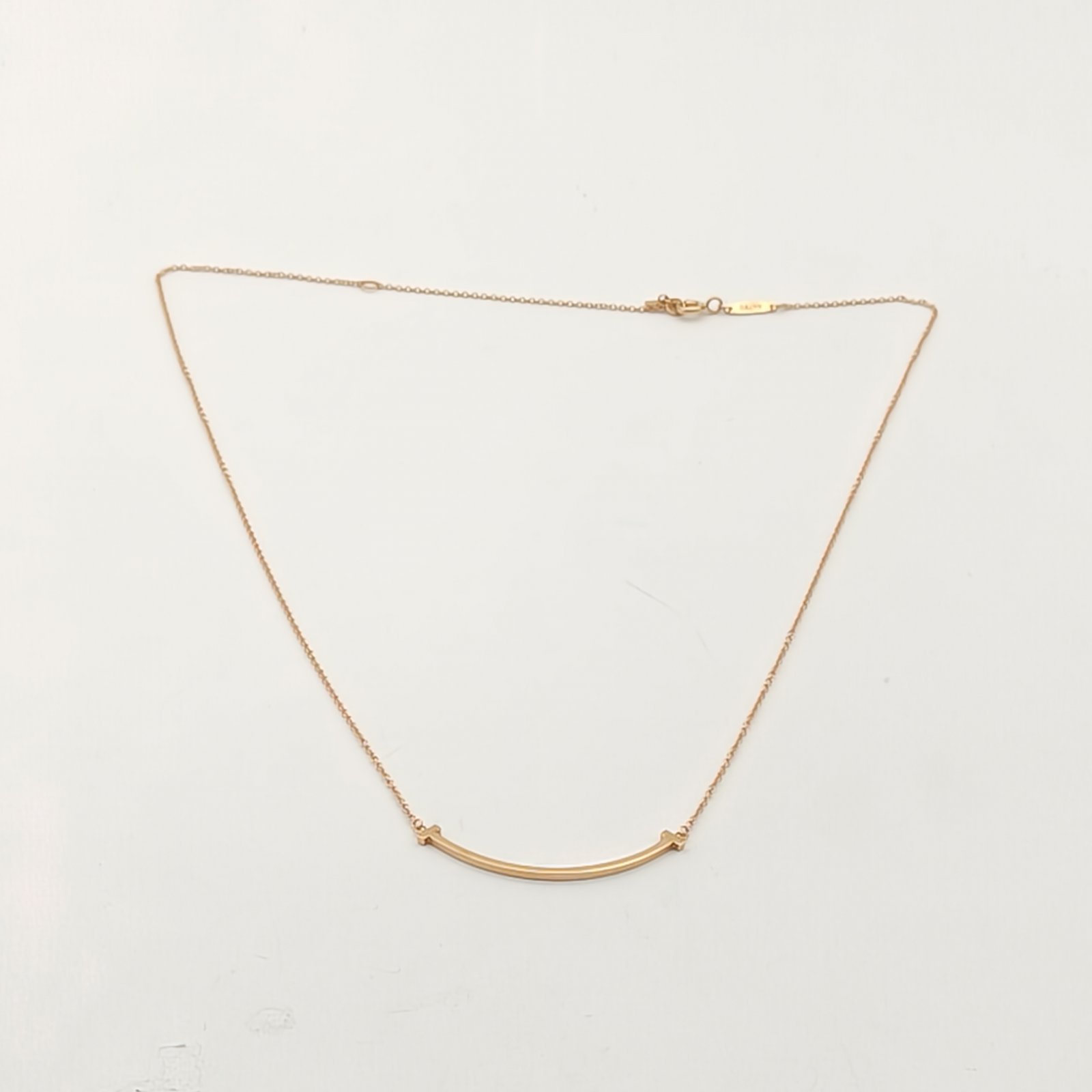 TIFFANY&CO Tiffany T Smile Necklace Small 18K Rose Gold-Hana Vintage