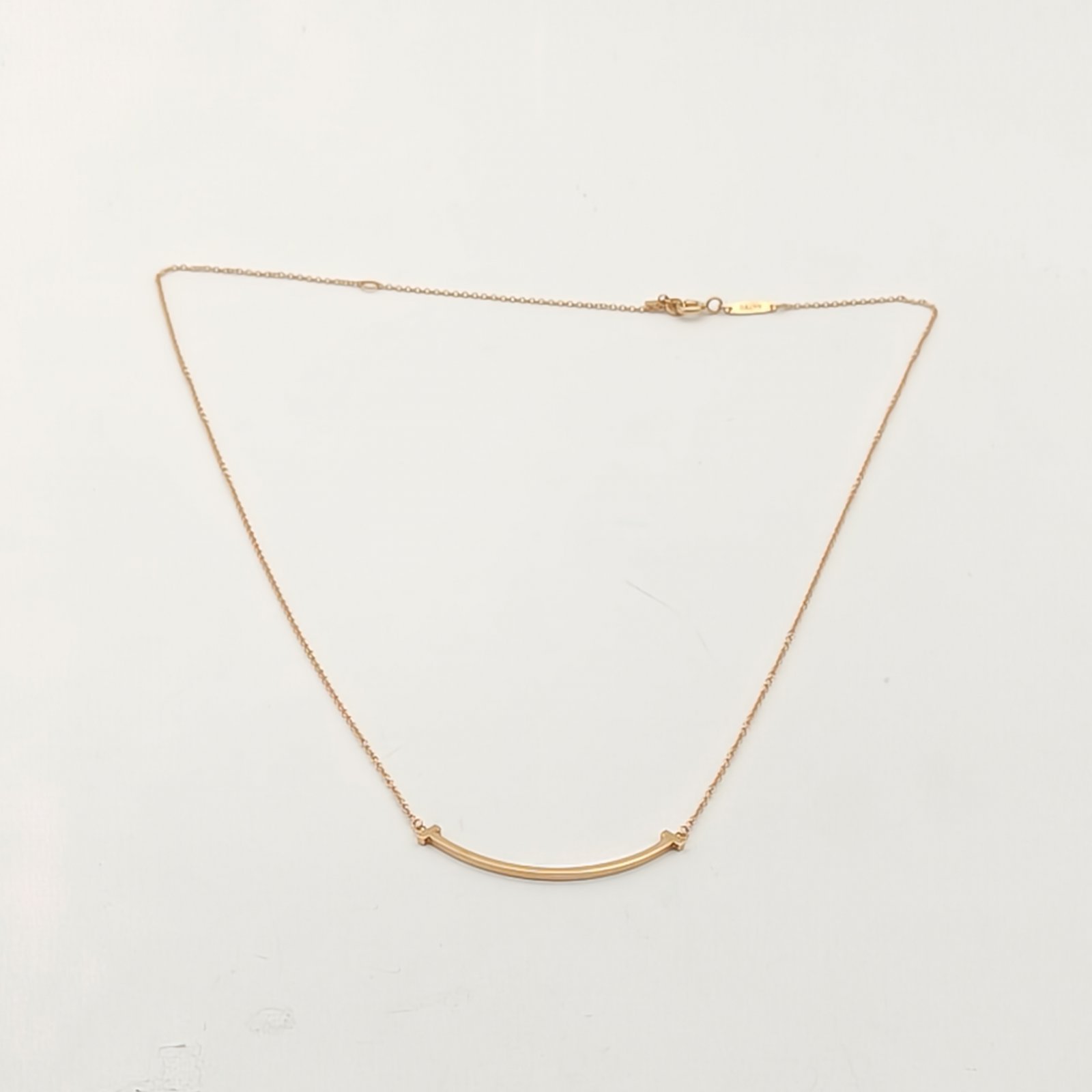 TIFFANY&CO Tiffany T Smile Necklace Small 18K Rose Gold-Hana Vintage