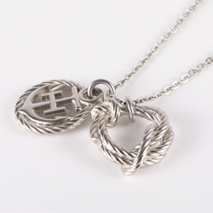 HERMES Anchor Badge Necklace Alloy-Hana Vintage