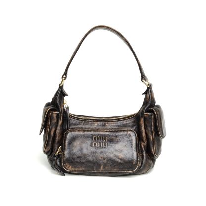 *MIUMIU Hobo Motorcycle Bag Embossed Engraved Logo-Hana Vintage