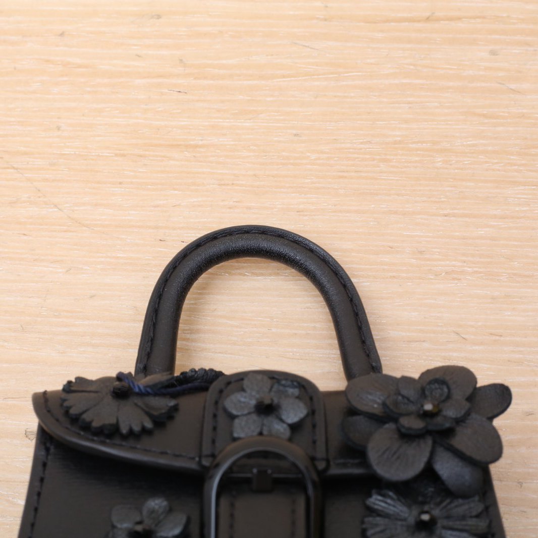 DELVAUX Black Brillant Ultra Mini Embossed Flower Diamond Bag