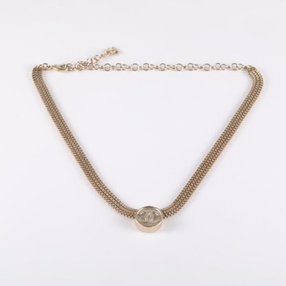 CHANEL 22P Gold Coin Necklace Choker Alloy-Hana Vintage