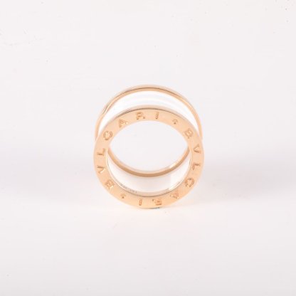 BVLGARI B.ZERO1 Coil Ring 18K Rose Gold,White Ceramic-Hana Vintage
