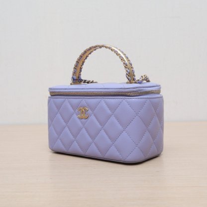 CHANEL 24A Handheld Long Box Cosmetic Bag with Mirror
