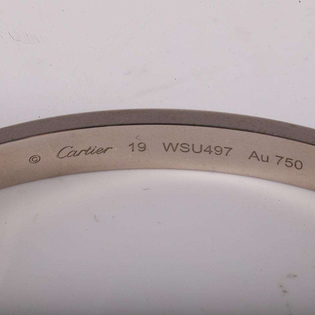 CARTIER LOVE 18K Gold Wide Bangle 18K White Gold-Hana Vintage