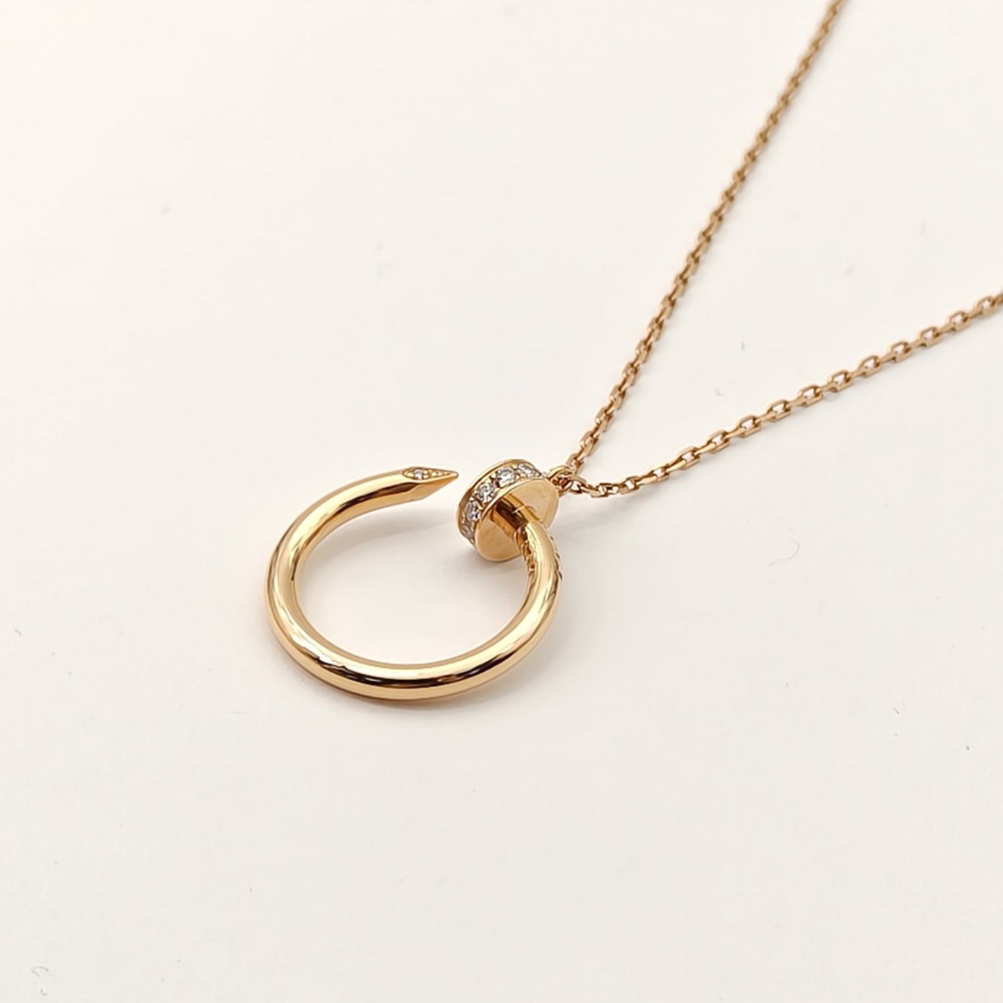 CARTIER JUSTE UN CLOU 18K Gold 14 Diamonds Necklace 18K Rose Gold,Diamond-Hana Vintage