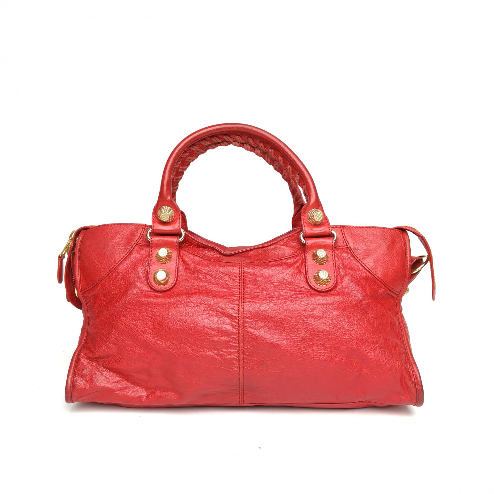 *BALENCIAGA Red Gold Hardware CLASSIC CITY Motorcycle Bag 40cm-Hana Vintage