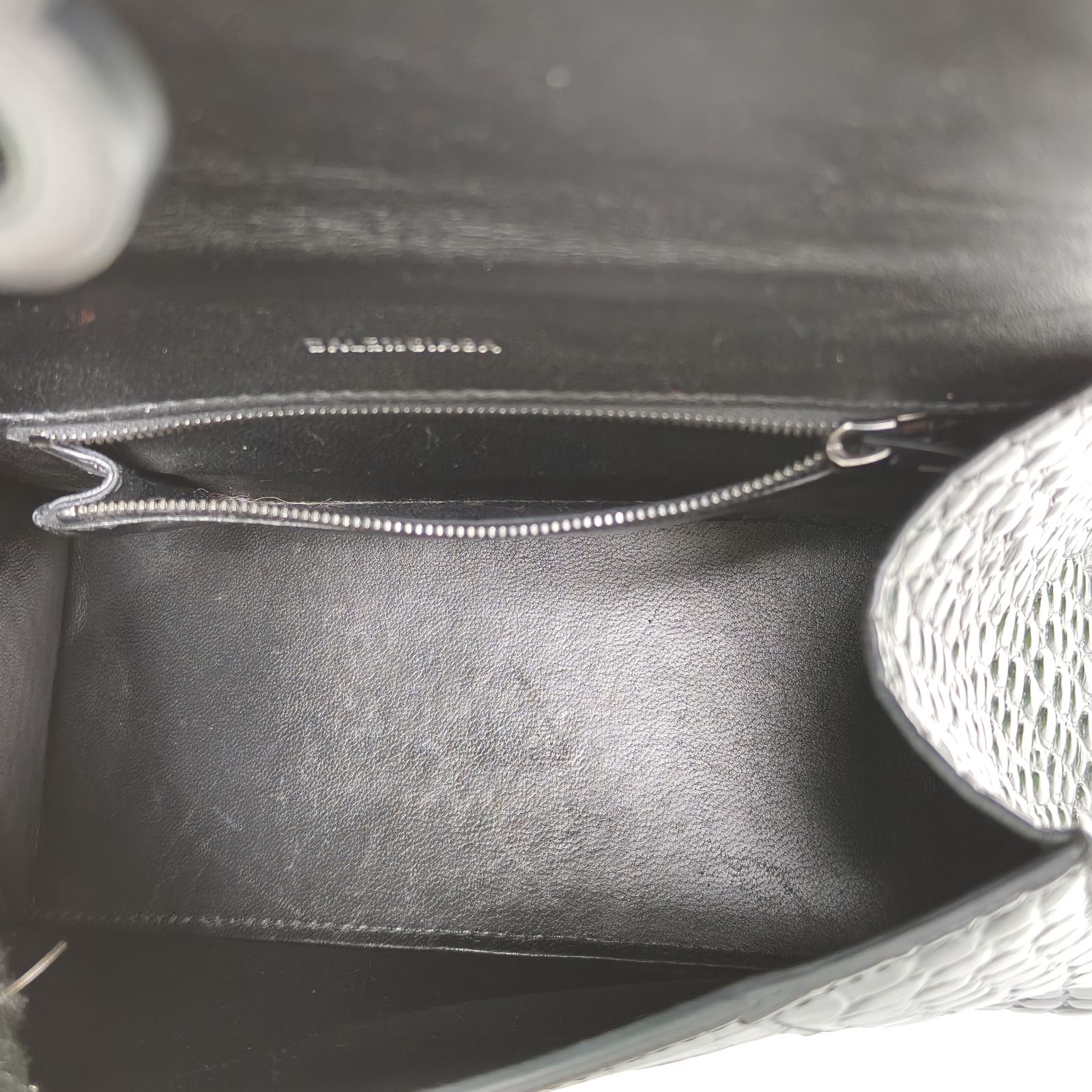 *BALENCIAGA Alligator-embossed Hourglass Handbag, Size S, Black Hardware-Hana Vintage