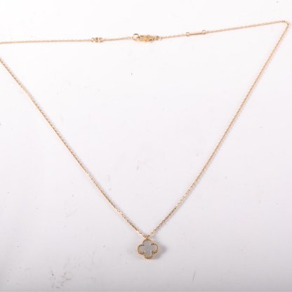 VAN CLEEF&ARPELS Sweet Alhambra Small Single Flower Necklace New Clasp 18K Gold,Mother of Pearl-Hana Vintage