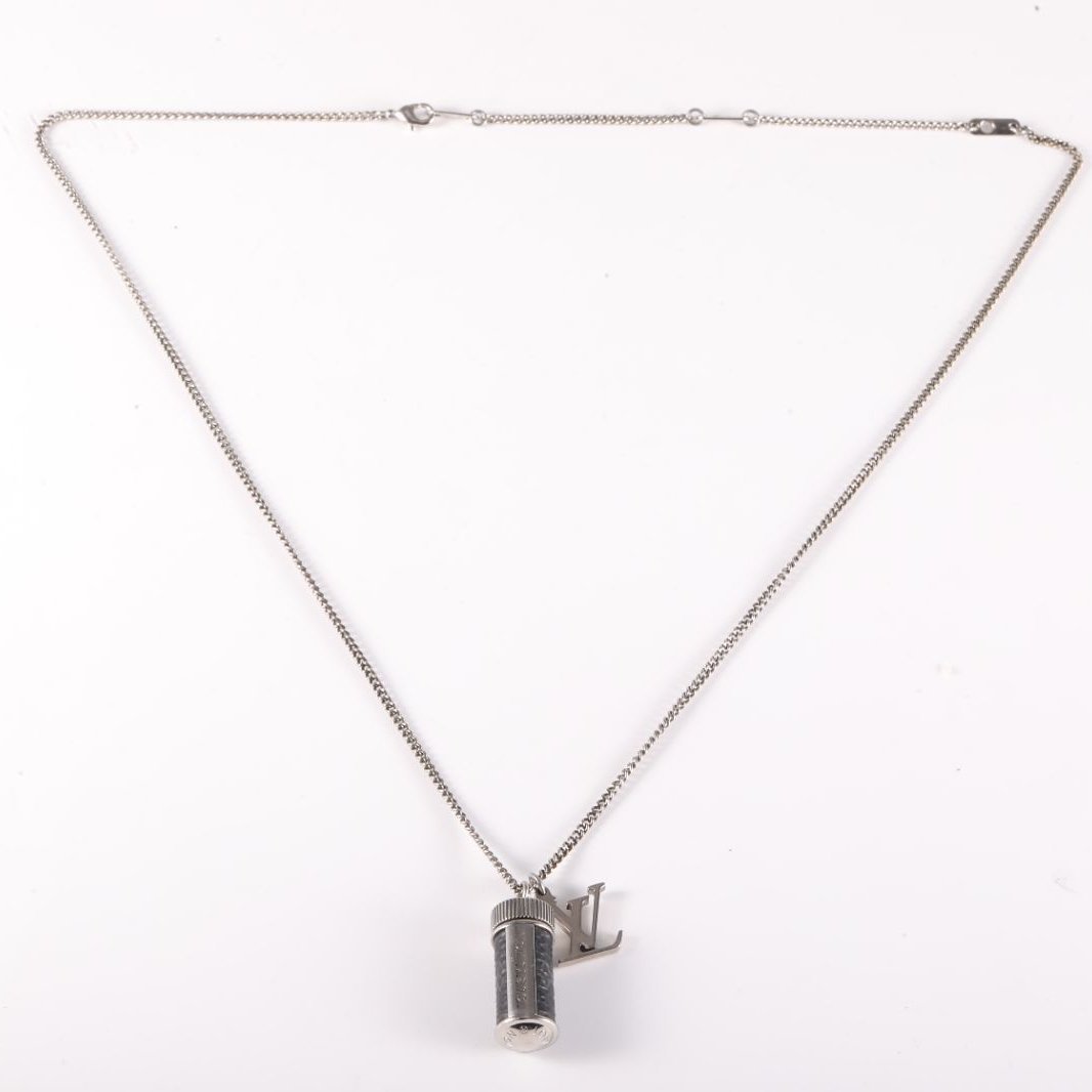 LOUIS VUITTON Monogram Eclipse Perfume Bottle Necklace Sweater Chain Alloy-Hana Vintage