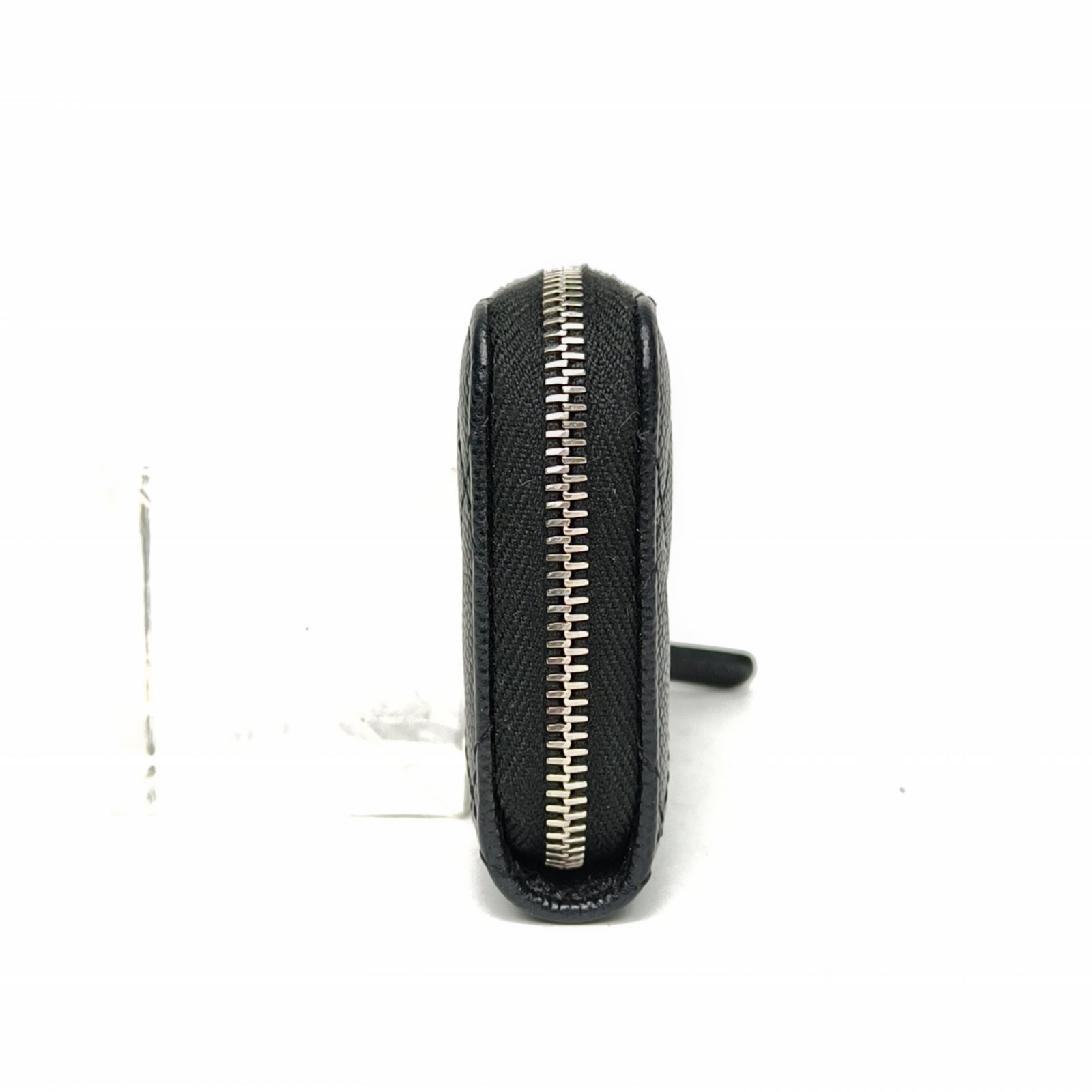 *CHANEL Black Laser Label Sliver Hardware 24P Zipper Card Holder-Hana Vintage