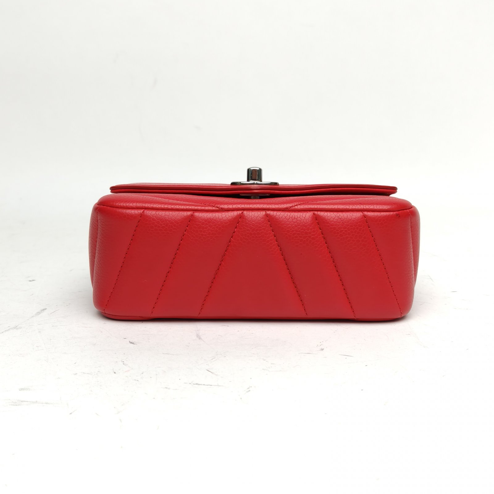 CHANEL Red 2018 Sliver Hardware CF Flap Bag Seasonal mini 18cm V-shaped