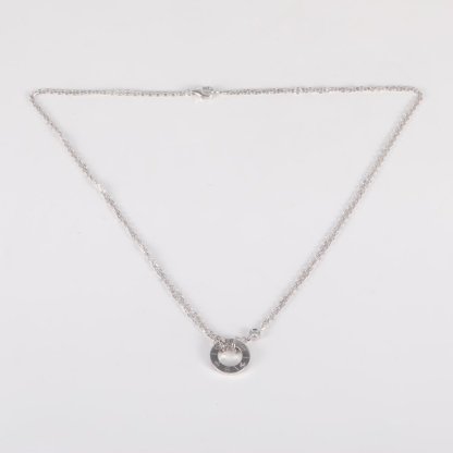 CARTIER LOVE Two Diamonds Round Disc Necklace 18K White Gold,Diamond-Hana Vintage