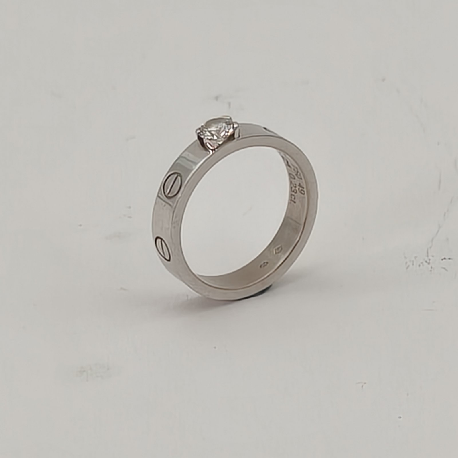CARTIER LOVE 18K Gold Single Diamond Narrow Ring 18K White Gold,Diamond-Hana Vintage