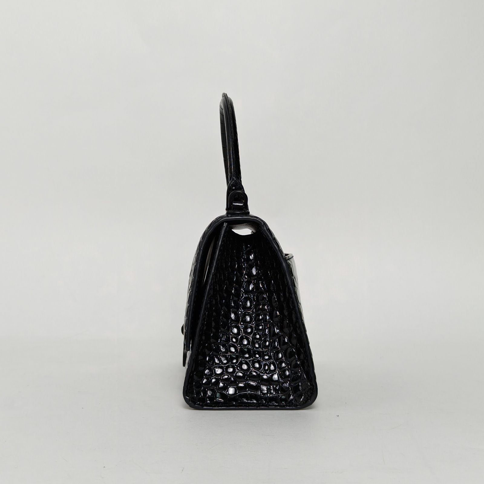 *BALENCIAGA Alligator-embossed Hourglass Handbag, Size S, Black Hardware-Hana Vintage