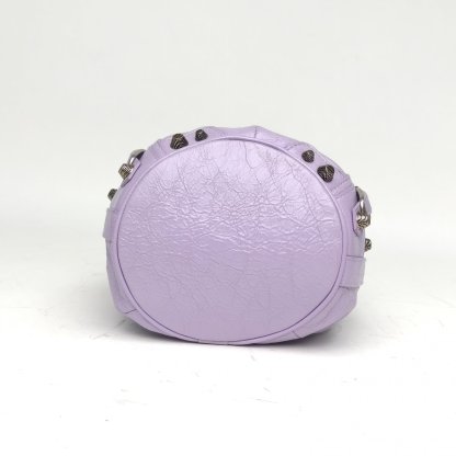 *BALENCIAGA Purple Sweet Potato Color Sliver Hardware CLASSIC FIRST Motorcycle Bag Bucket Bag-Hana Vintage