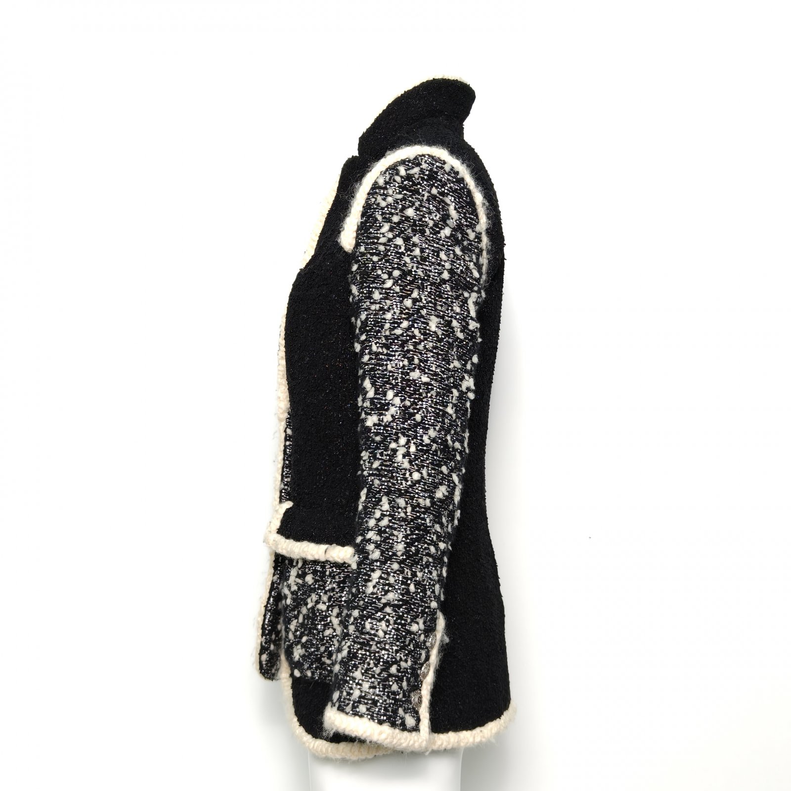 CHANEL Black and White Nylon 19K Tweed Snow Collection 36