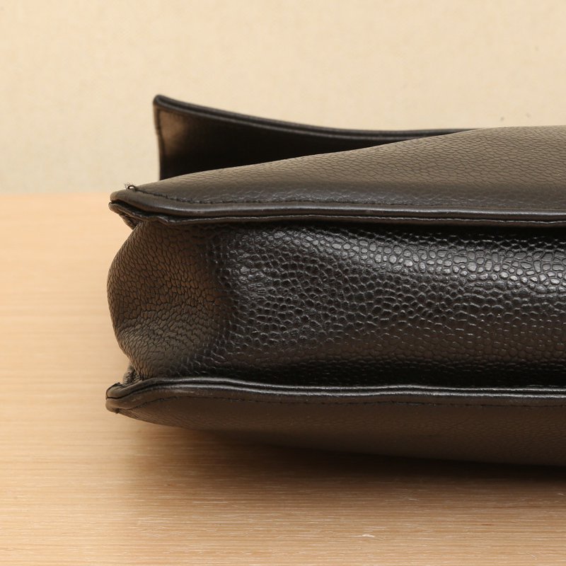 *CHANEL Vintage Black Calfskin Mailman Briefcase-Hana Vintage