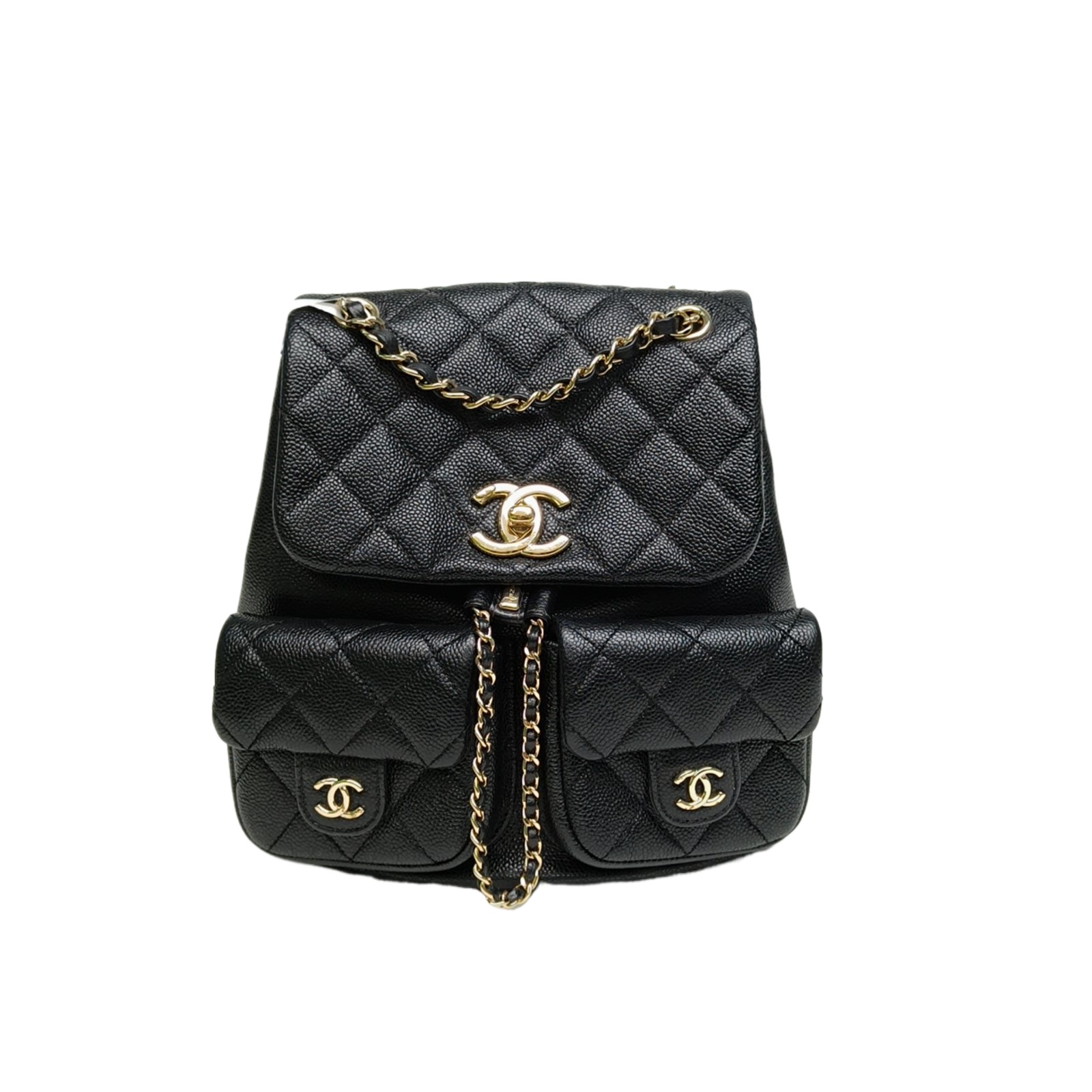 *CHANEL 23P Duma Drawstring Flap Backpack with Two Pockets, Medium Size, 21cm-Hana Vintage