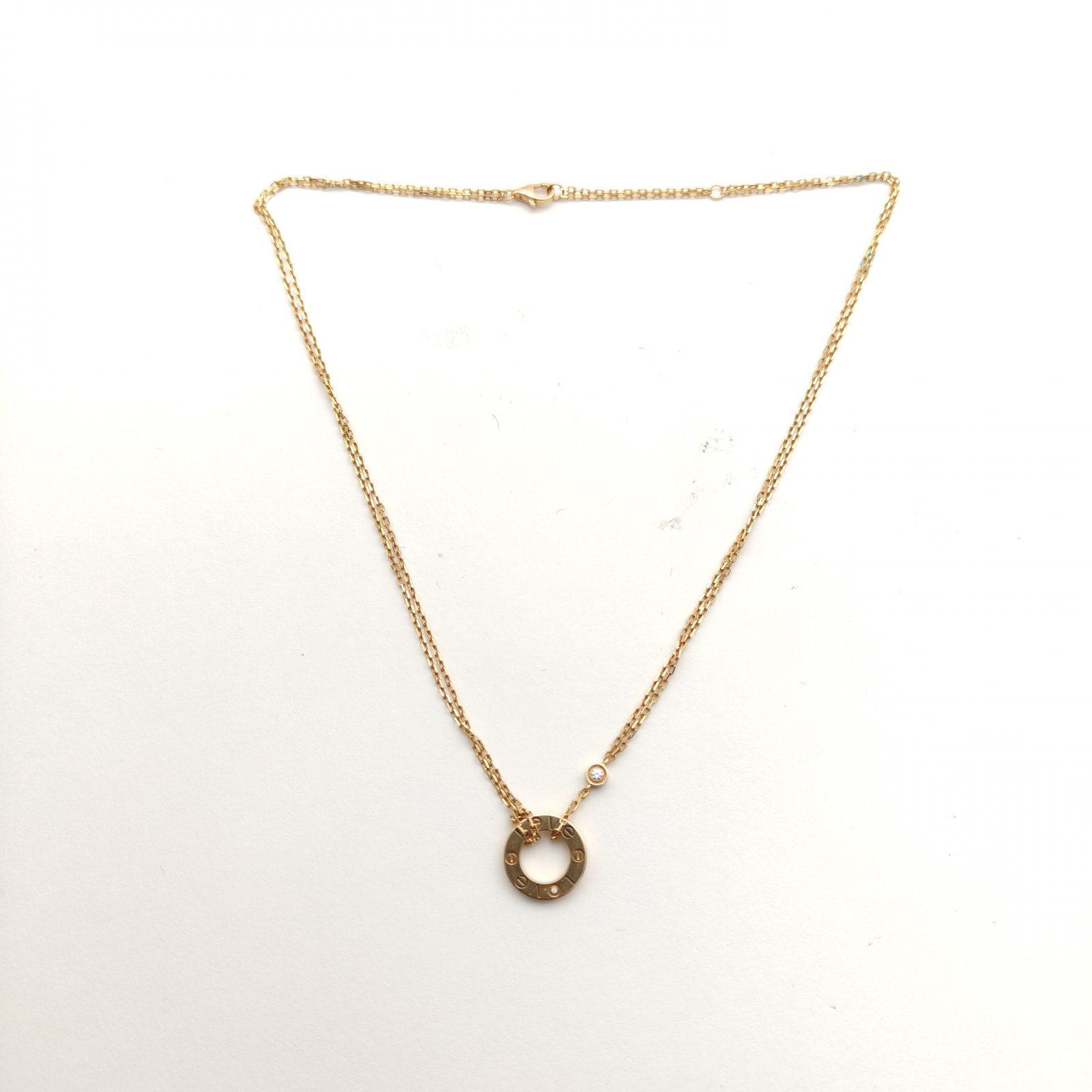 CARTIER LOVE 18K Gold Pendant Necklace with 2 Diamonds 18K Rose Gold,Diamond-Hana Vintage