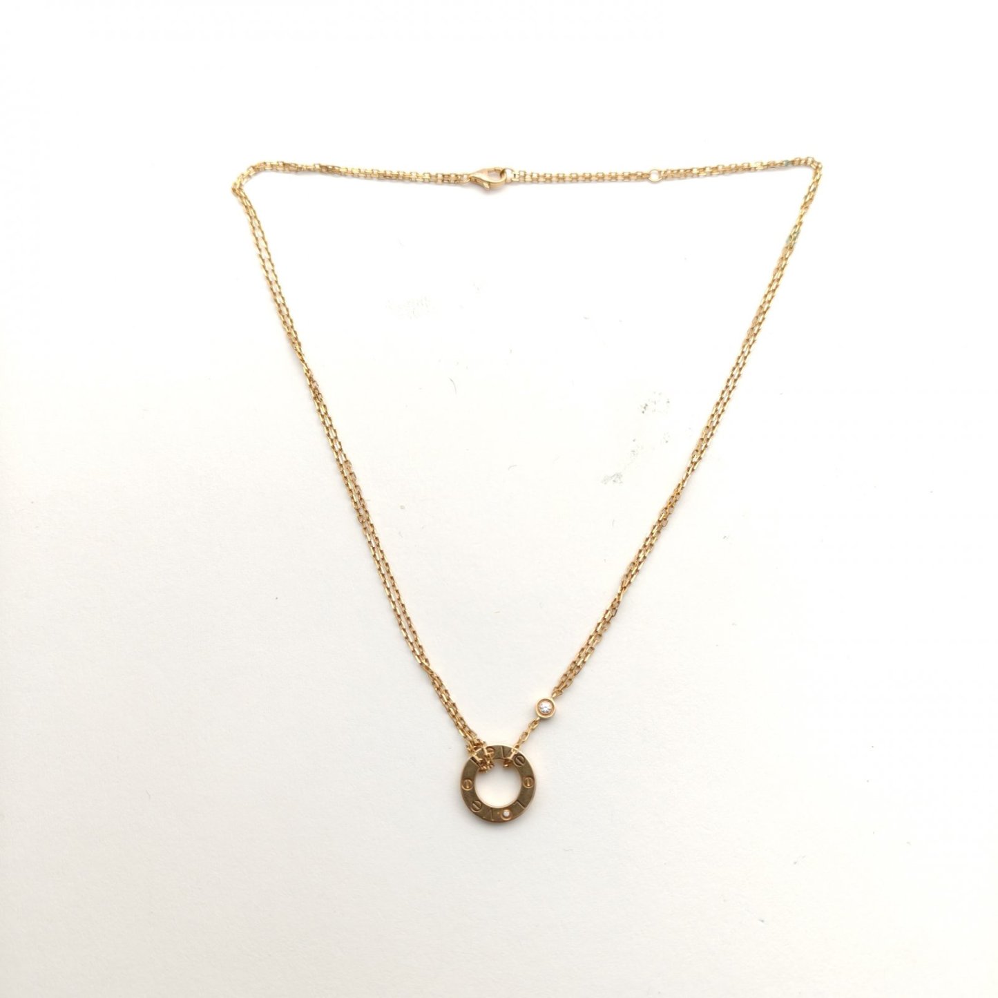 CARTIER LOVE 18K Gold Pendant Necklace with 2 Diamonds 18K Rose Gold,Diamond-Hana Vintage
