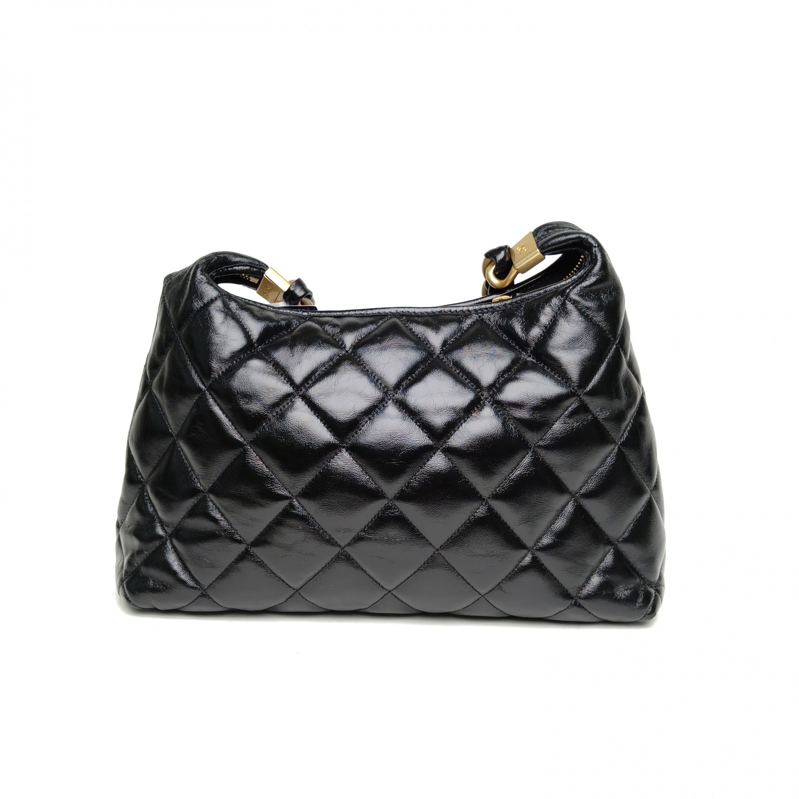 CHANEL Black Chip Gold Hardware 24A hobo Large 30cm-Hana Vintage