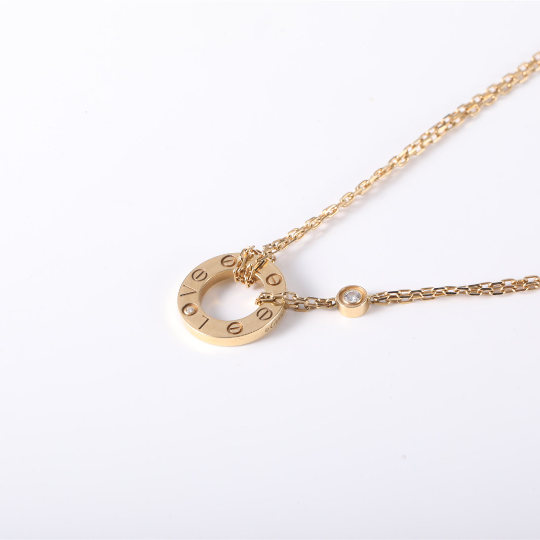 CARTIER LOVE 18K Gold Pendant Necklace with 2 Diamonds 18K Gold,Diamond-Hana Vintage