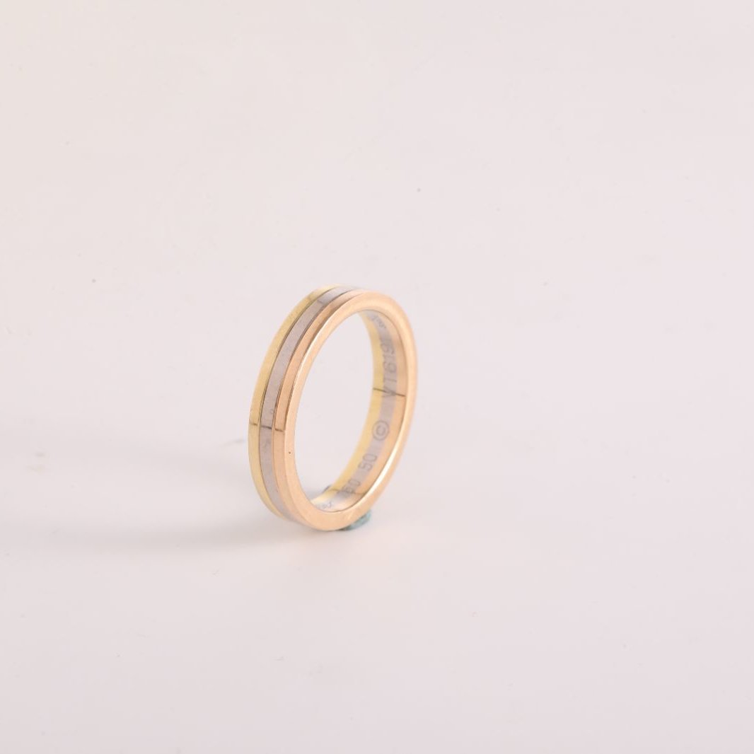 CARTIER Vendome Tricolor Gold Ring 50 18K Gold,18K White Gold,18K Rose Gold-Hana Vintage