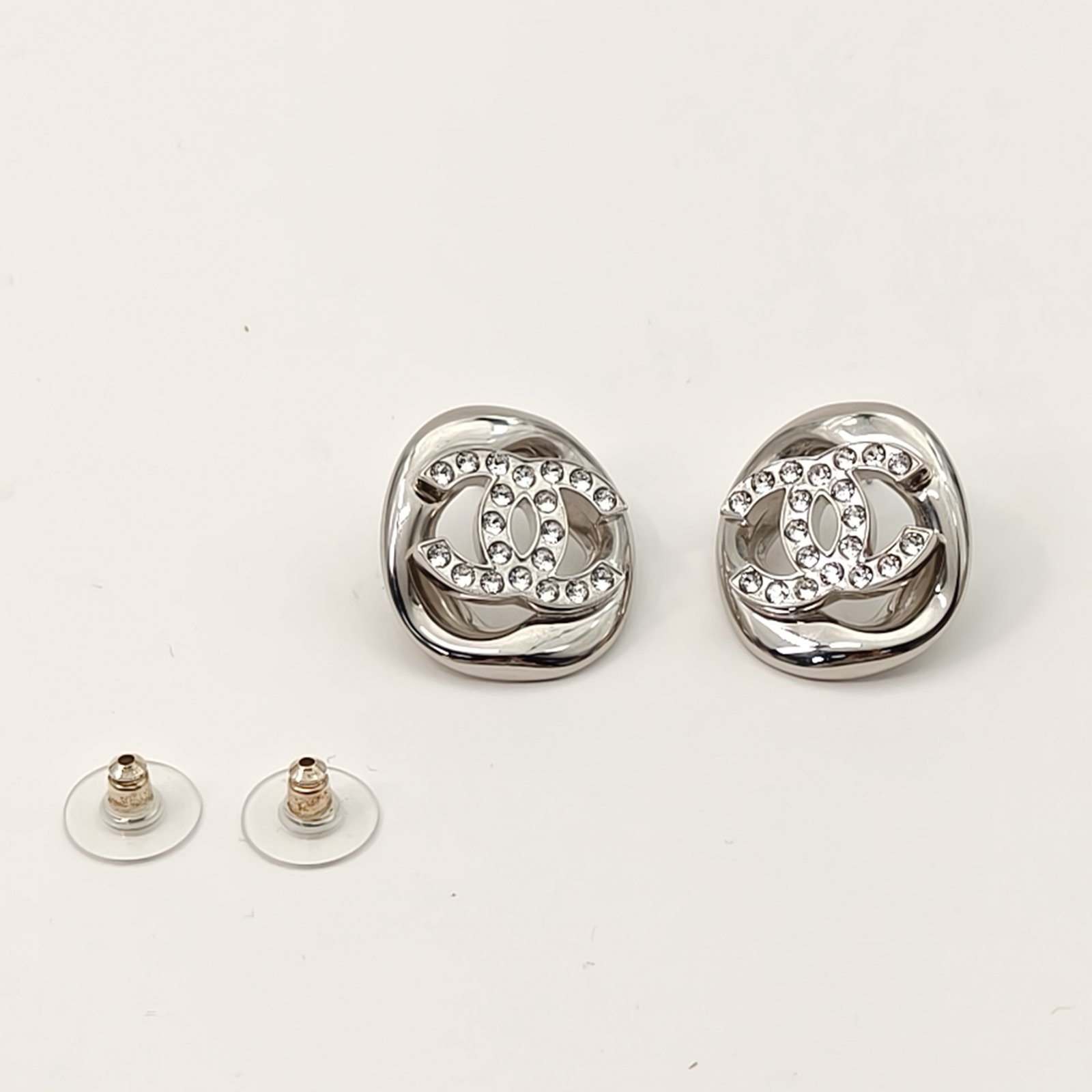 CHANEL 25S Crystal Double C Inlaid Square Earrings Alloy-Hana Vintage