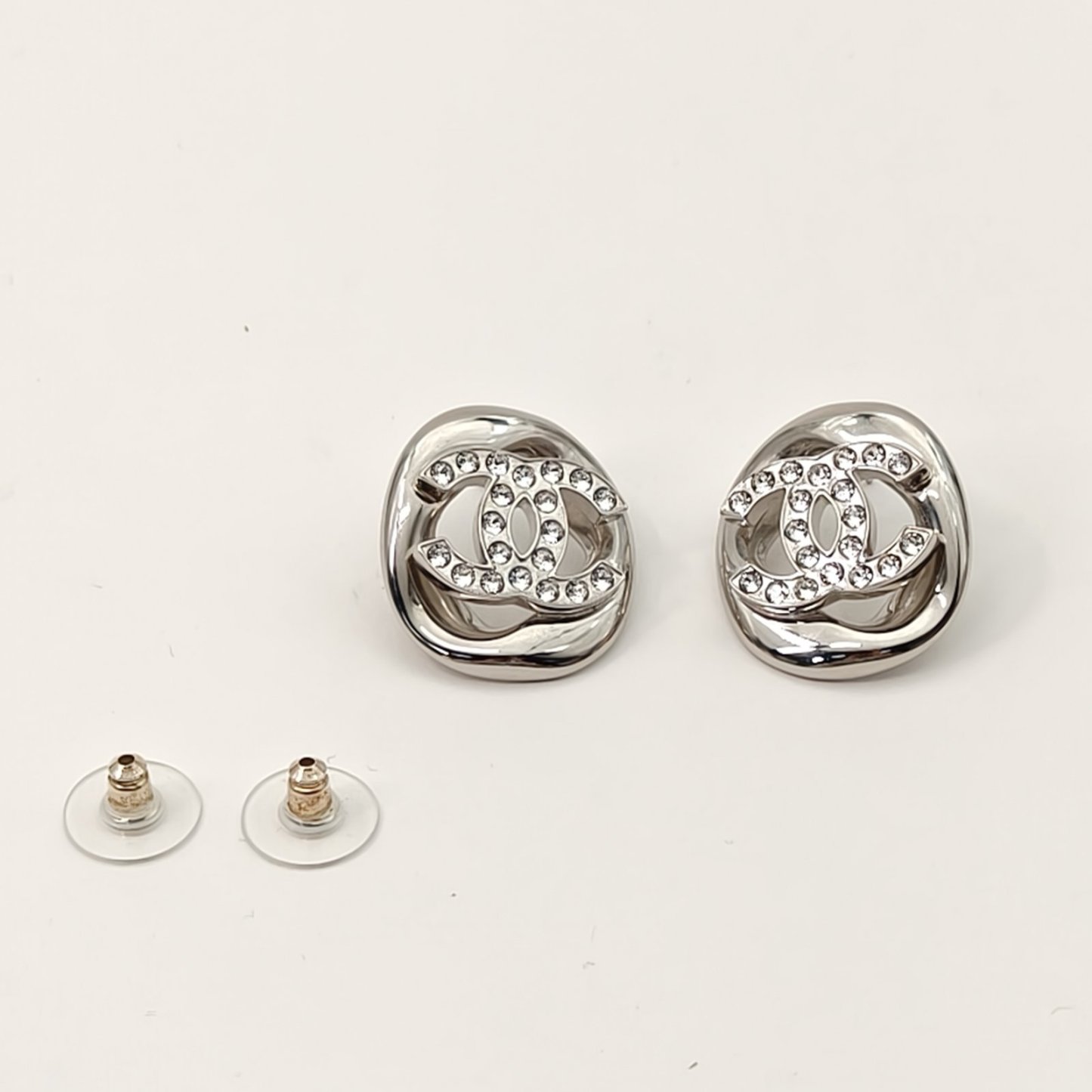 CHANEL 25S Crystal Double C Inlaid Square Earrings Alloy-Hana Vintage