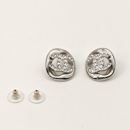 CHANEL 25S Crystal Double C Inlaid Square Earrings Alloy-Hana Vintage