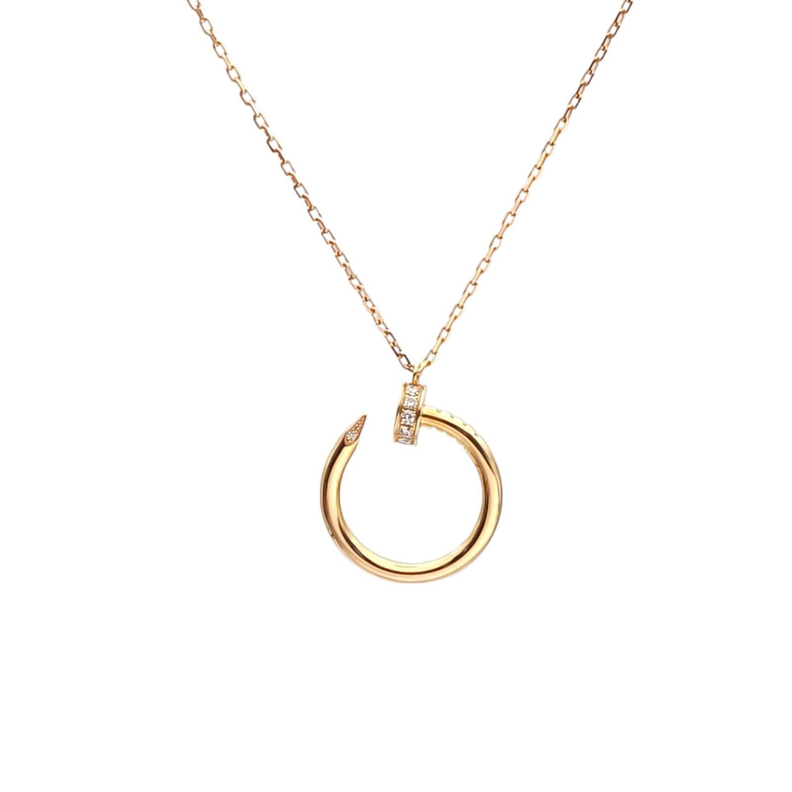 CARTIER JUSTE UN CLOU 18K Gold 14 Diamonds Necklace 18K Rose Gold,Diamond-Hana Vintage
