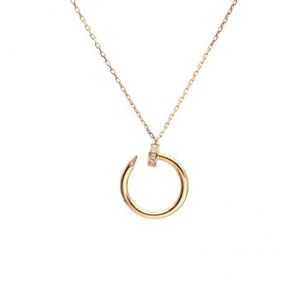 CARTIER JUSTE UN CLOU 18K Gold 14 Diamonds Necklace 18K Rose Gold,Diamond-Hana Vintage