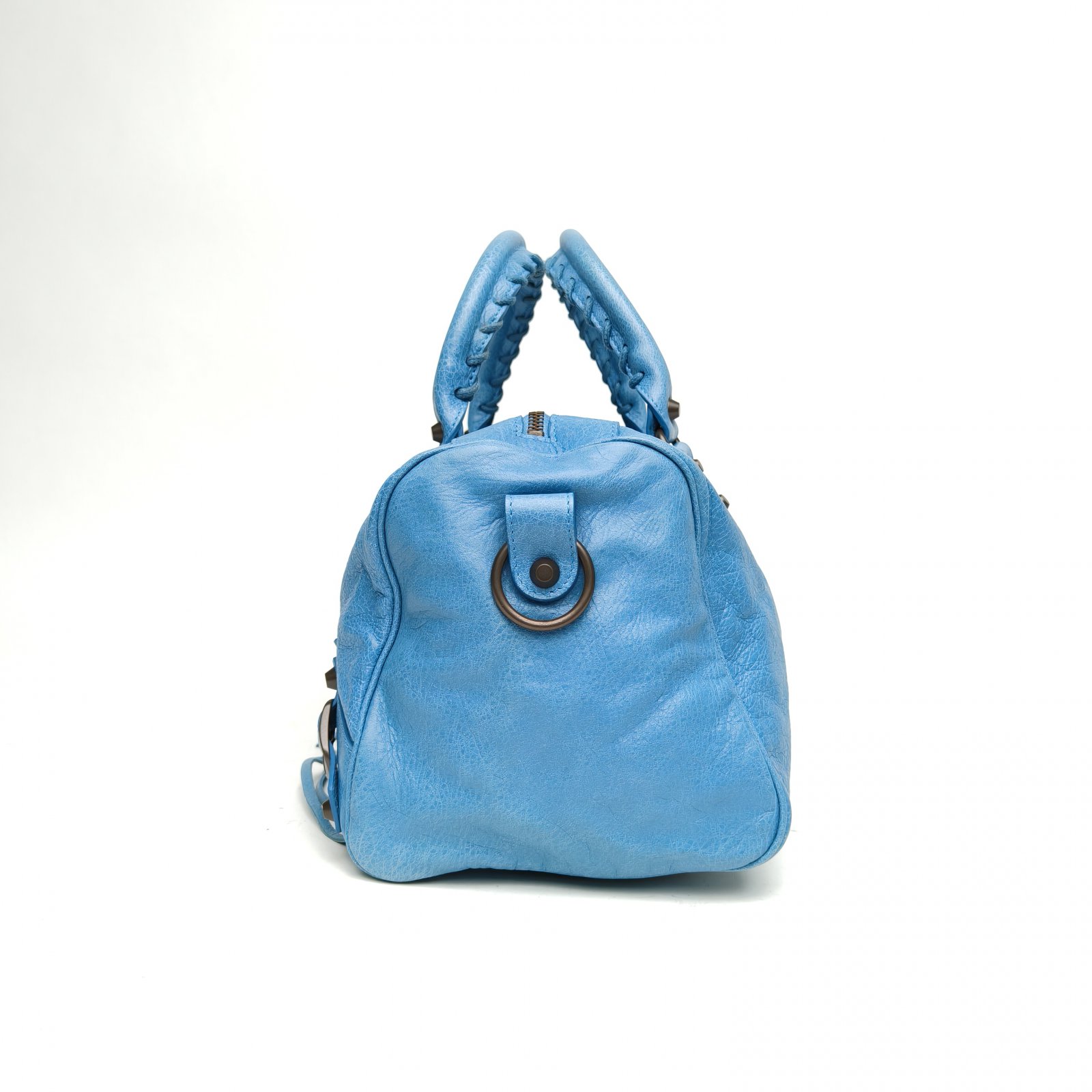 *BALENCIAGA Blue Tungsten Steel Buckle Motorcycle Bag-Hana Vintage