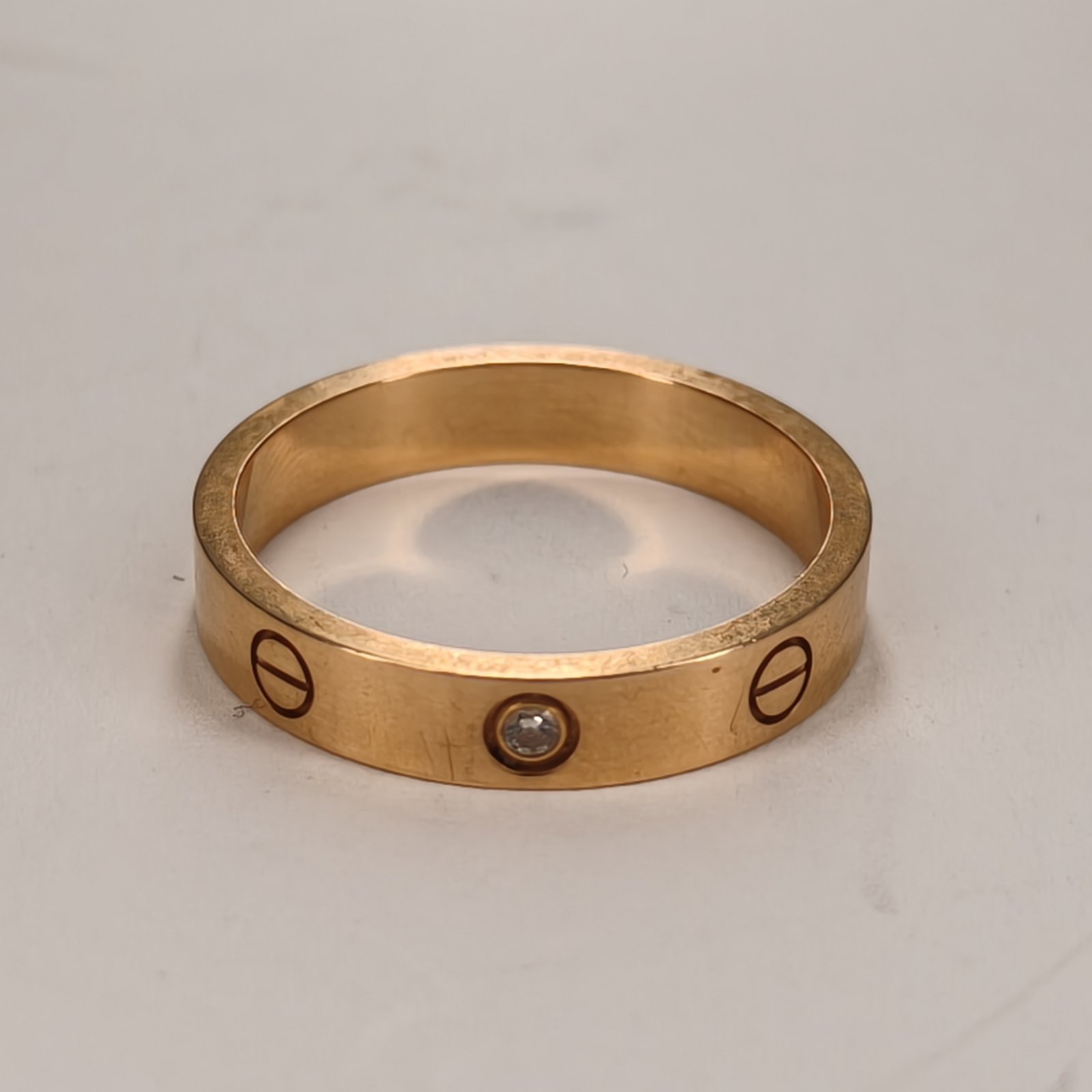 CARTIER LOVE 18K Gold Single Diamond Narrow Ring 18K Rose Gold,Diamond-Hana Vintage