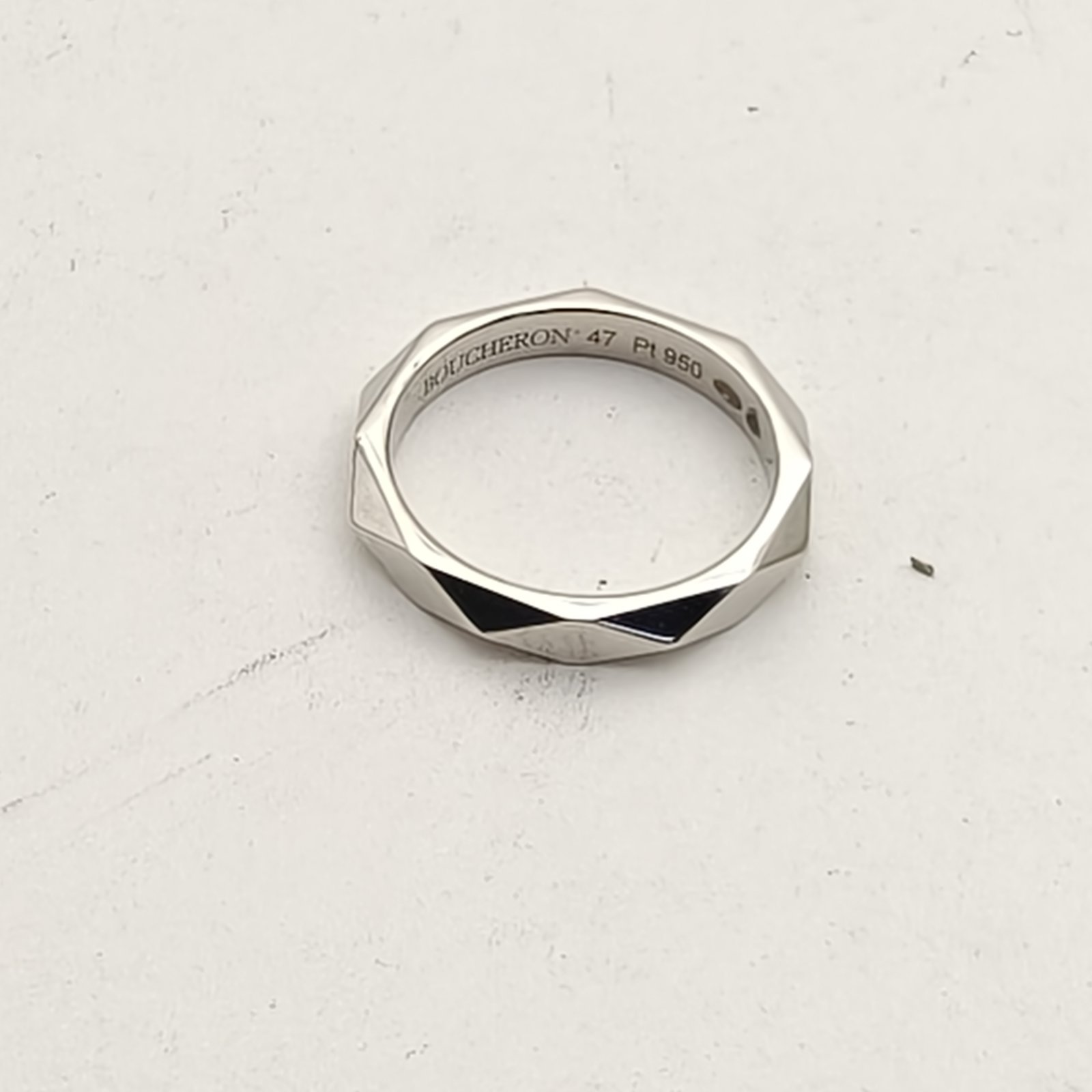 Boucheron Facette Collection Geometric Design Ring 47 Platinum 950,Diamond