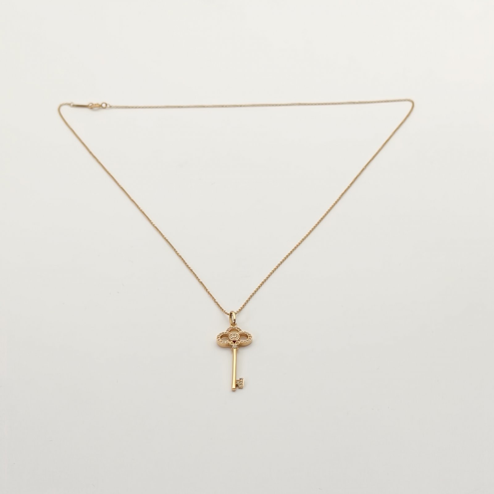 TIFFANY&CO Rose Gold Tiffany Keys Crown Key Necklace Medium 3.8cm Half Diamond 18K 18K Rose Gold,Diamond-Hana Vintage