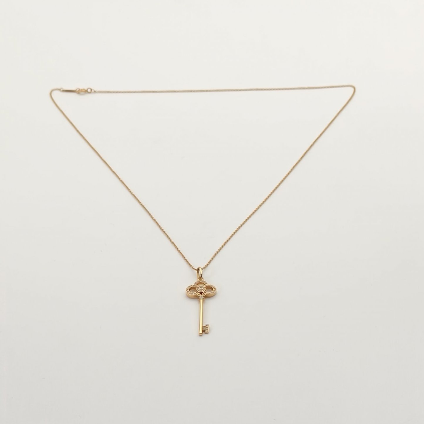 TIFFANY&CO Rose Gold Tiffany Keys Crown Key Necklace Medium 3.8cm Half Diamond 18K 18K Rose Gold,Diamond-Hana Vintage