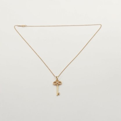 TIFFANY&CO Rose Gold Tiffany Keys Crown Key Necklace Medium 3.8cm Half Diamond 18K 18K Rose Gold,Diamond-Hana Vintage