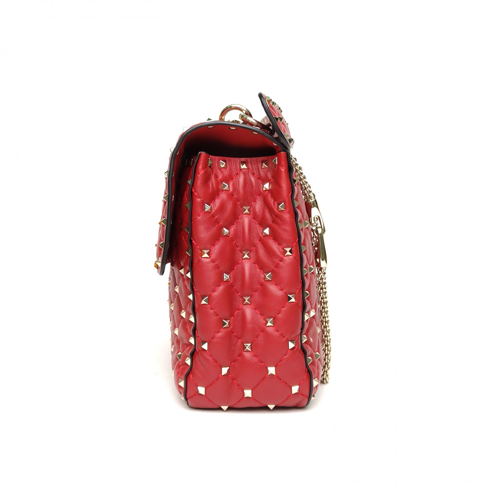 *VALENTINO Red Gold Hardware Stud Chain Bag Shoulder Bag-Hana Vintage