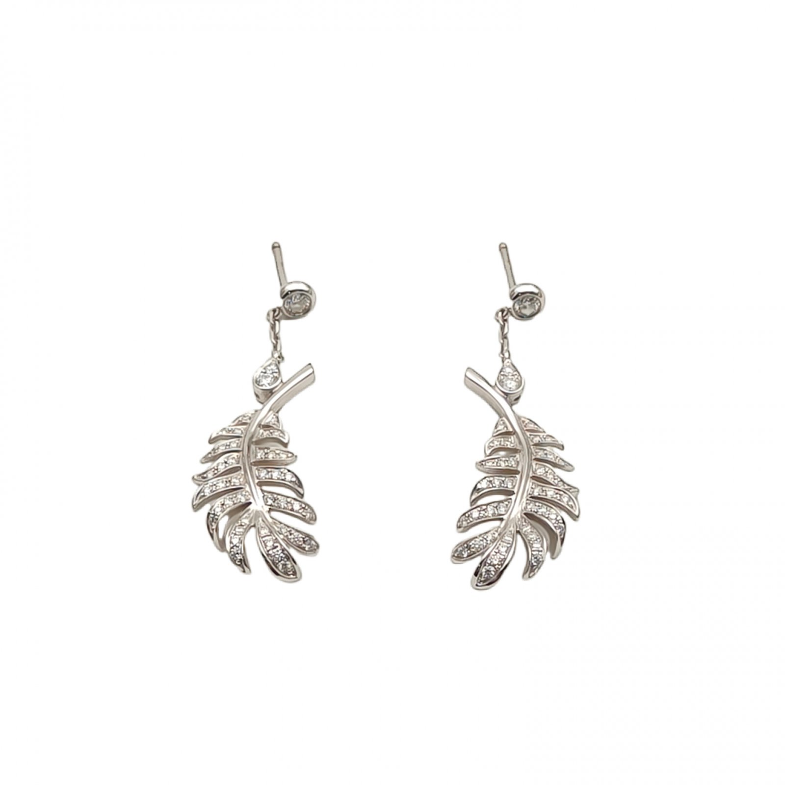 CHANEL Platinum plume Earrings 18K 18K White Gold,Diamond-Hana Vintage