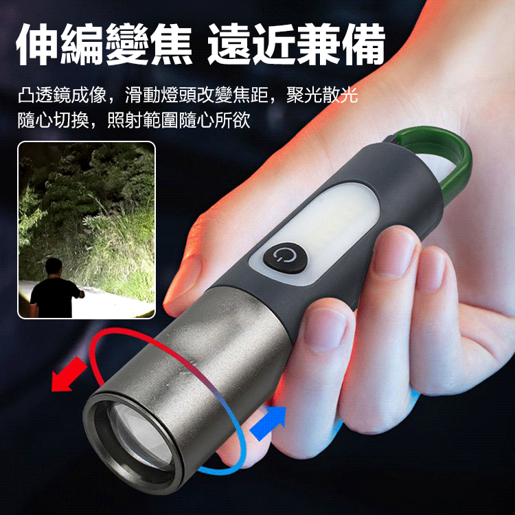 鋁合金伸縮變焦强光手電筒
