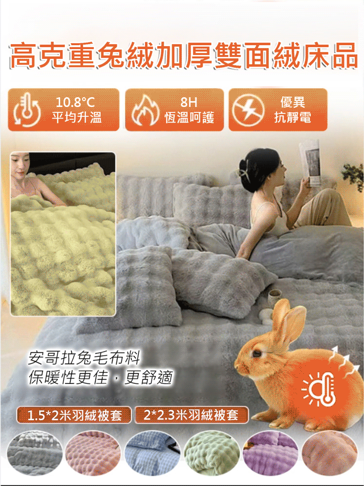 ✨🔥高克重兔絨加厚雙面絨床品
