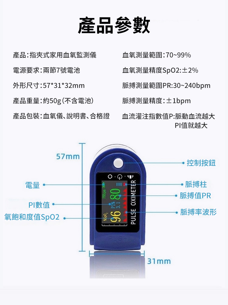 指夾式家用血氧監測儀
