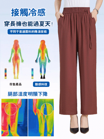 【永不過時】百搭冰絲九分寬褲