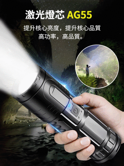 白激光伸縮變焦強光手電筒