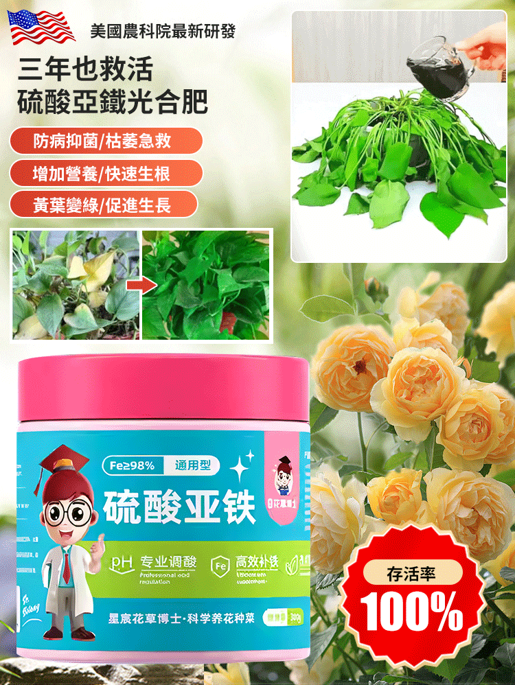 【爆盆開花】新款硫酸亞鐵土壤光合肥