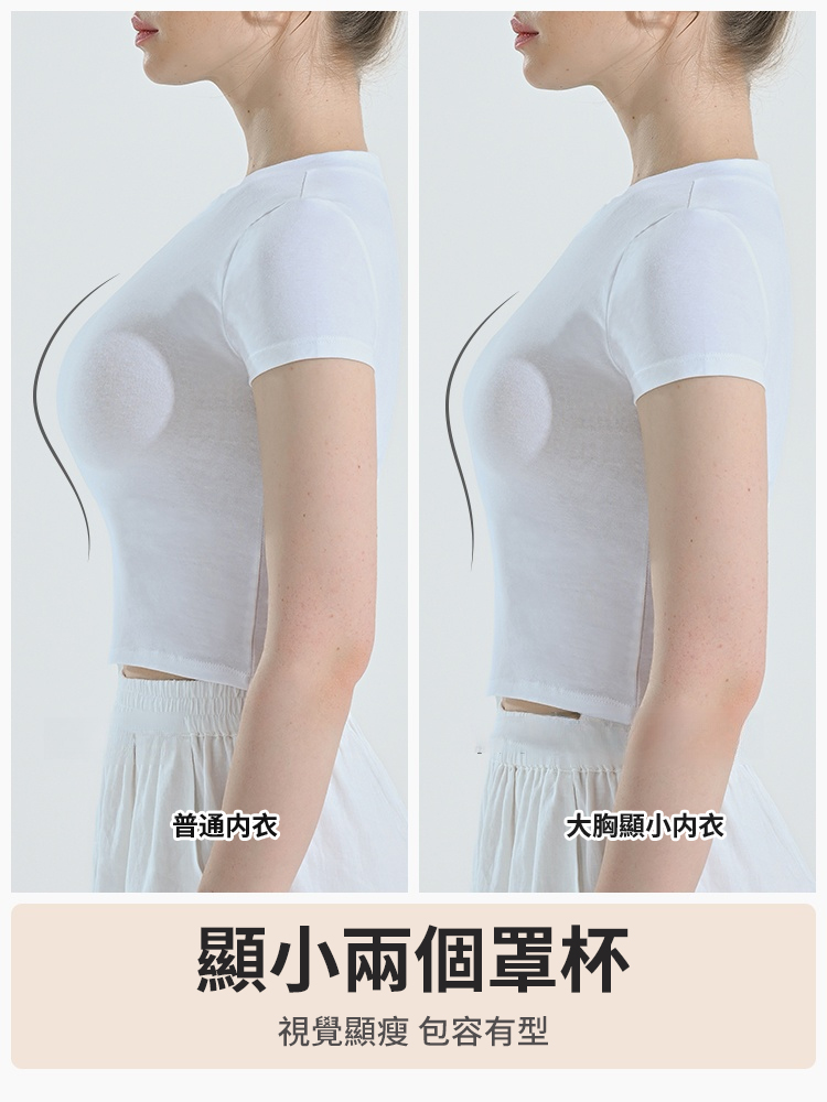 【大胸顯小】無痕親膚防下垂胸罩